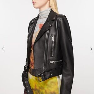 ACNE STUDIOS Black Leather Biker Jacket Size 40